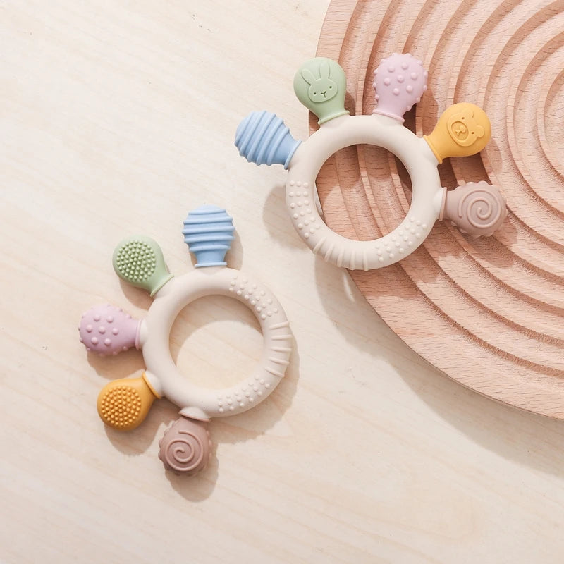 1pc Silicone Teether Baby 0 12 Months Teething Toys Teether Ring Silicone Baby Teether Toys for Toddler BPA Free Baby Toys Gifts