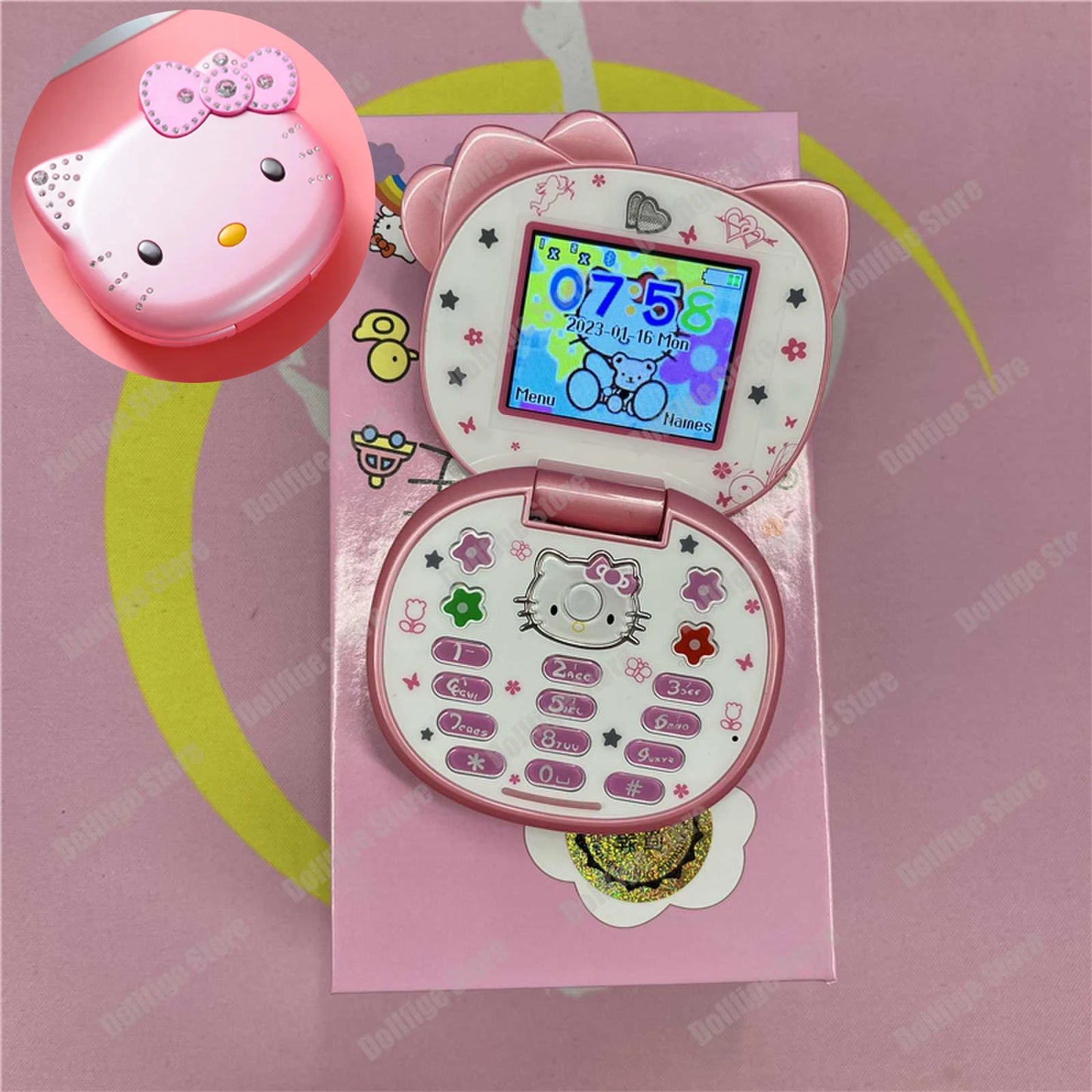 2024 Sanrio Hello Kitty Flip Phone Kawaii K688 Cartoon Kids Taiml Cute Mini Phone Birthday Fashion Girls Gifts Toys For Children
