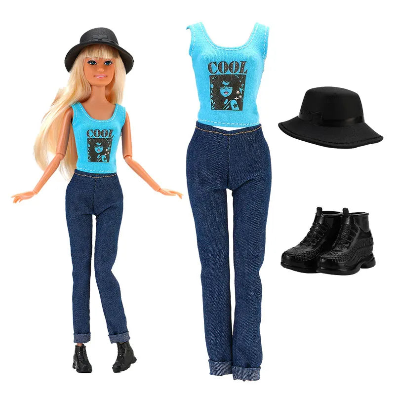 30cm Doll Clothes For Dolls Fashion Shirt+Pants Hat Shoes Coat Clothes For Girl Dolls Boy Children's Gift Doll House Accessories