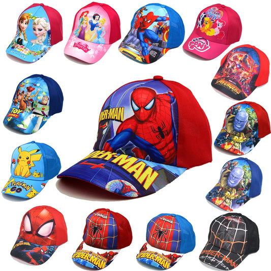 New Disney Anime Frozen Mickey Mouse Kids Brand Hat Boy Girl Travel Caps Spiderman Mickey Minnie Baby Caps Figure Gift Toys 2-8Y